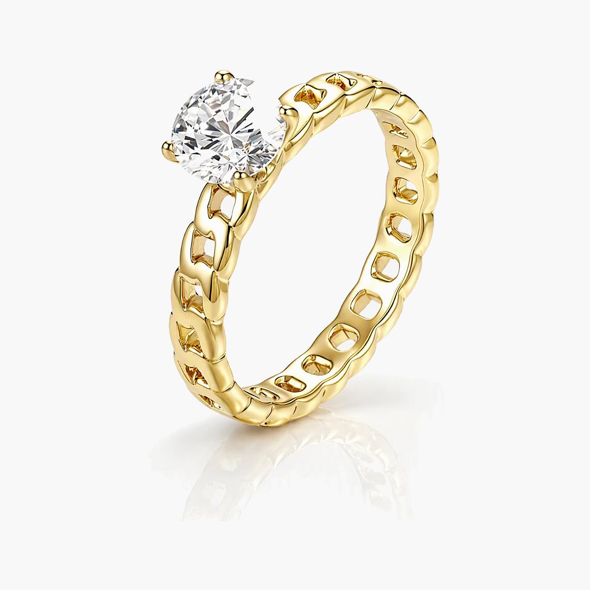Chain Link Solitaire Ring