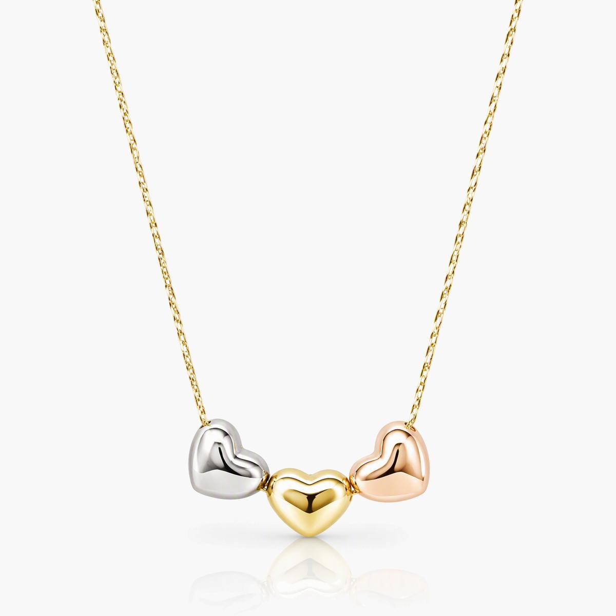 Dainty Triple Heart Pendant Necklace