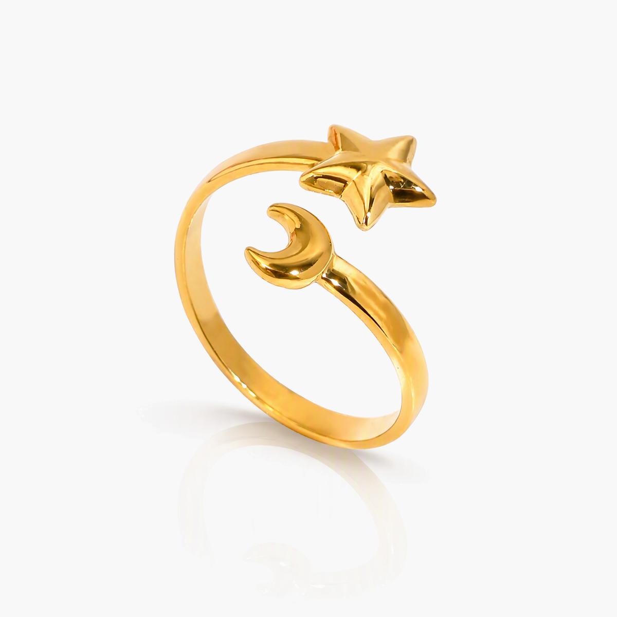 Dainty Star Moon Open Ring