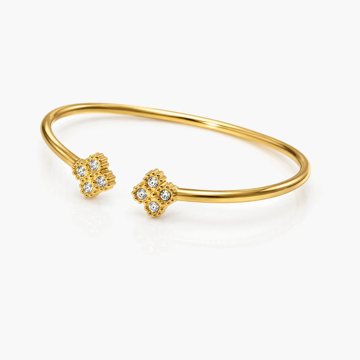 Four-Leaf Clover Open Cuff Bracelet