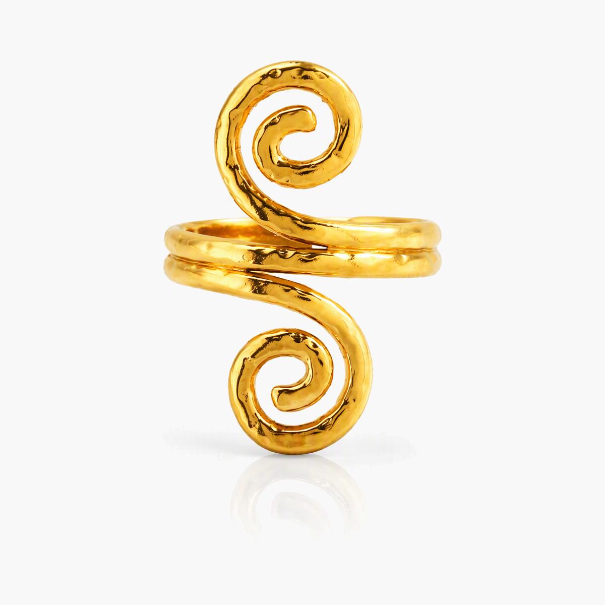 Boho Double Spiral Open Cuff Ring