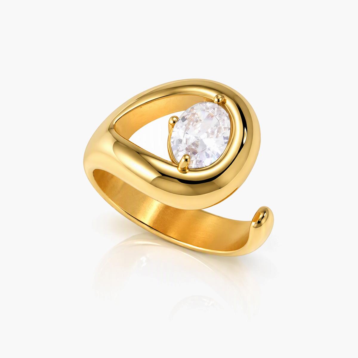 Trendy Open Teardrop Ring