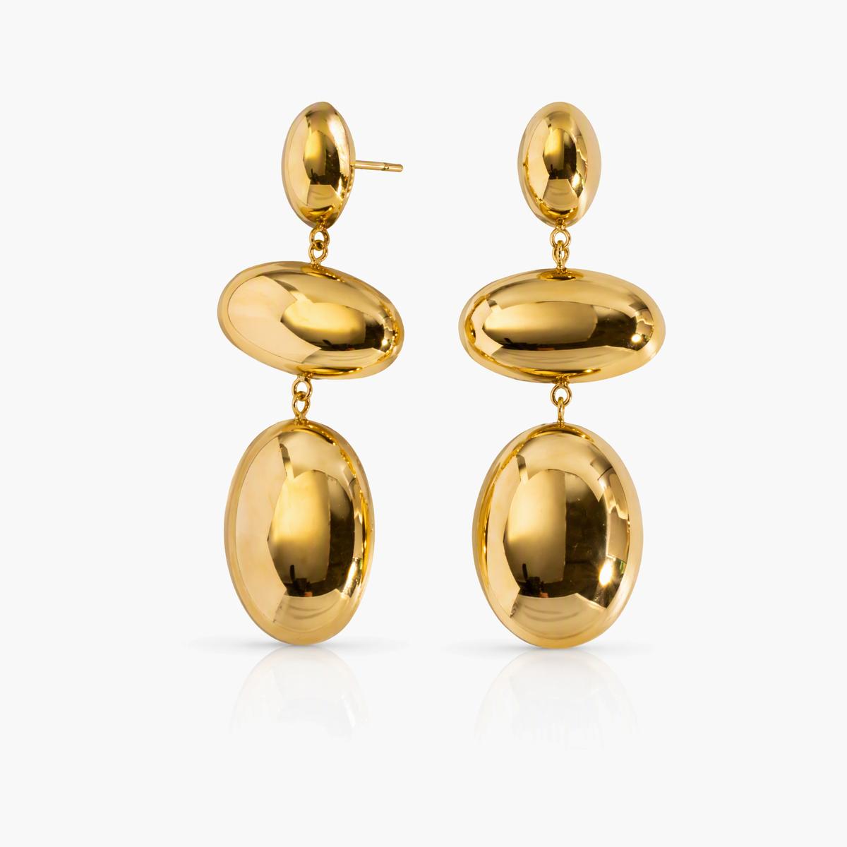 Triple Tiered Oval Drop Earrings
