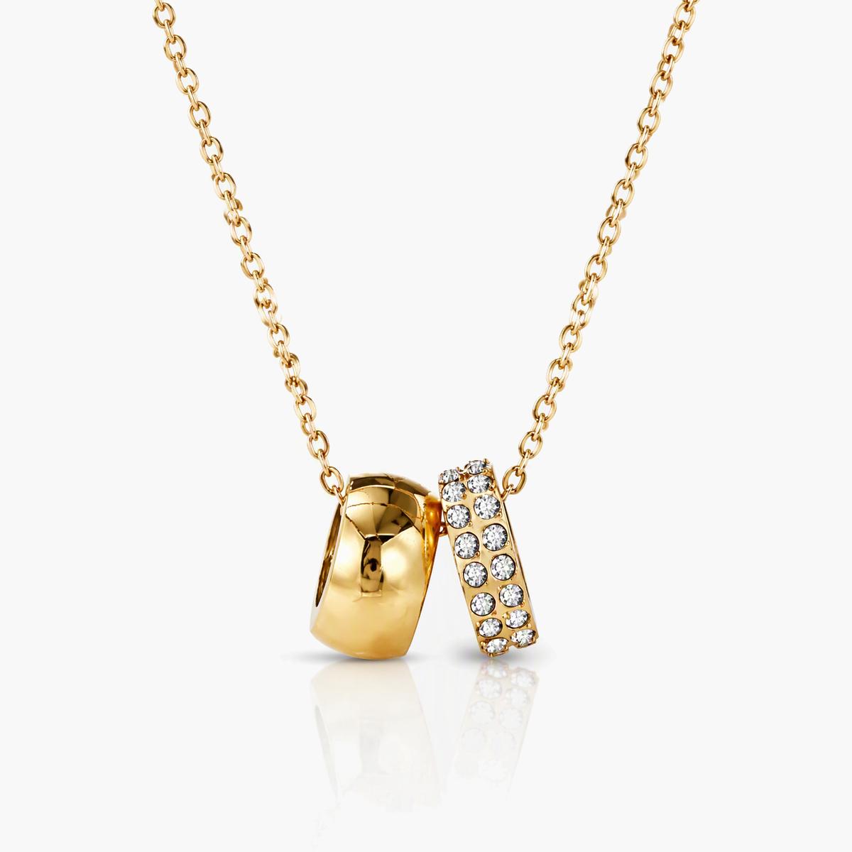 Dainty Double Ring Pendant Necklace