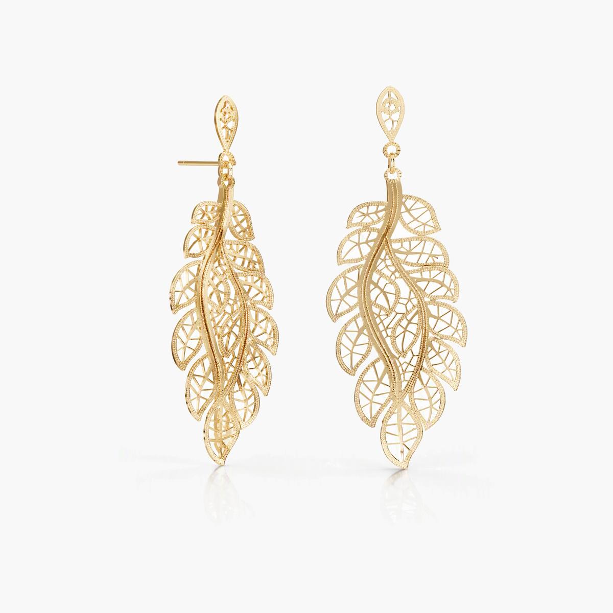 Elegant Leaf Branch Drop Earrings