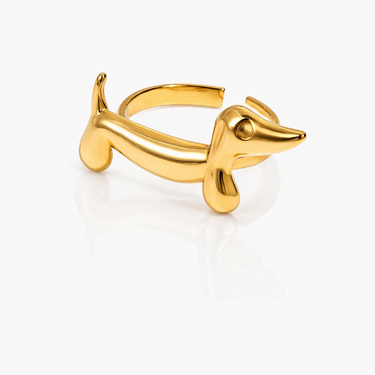 Cute Dachshund Open Cuff Ring