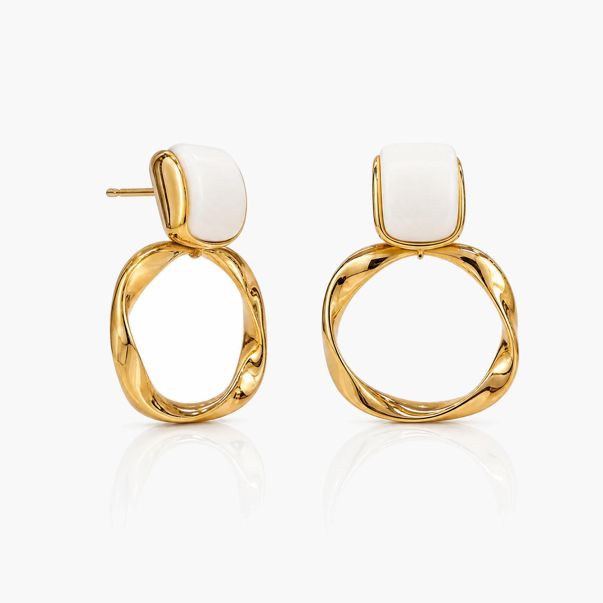 Elegant Square Top Twist Hoop Earrings