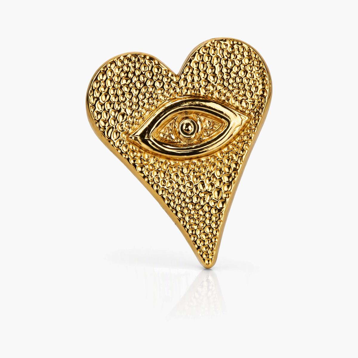 Textured Heart With Eye Stud Earrings
