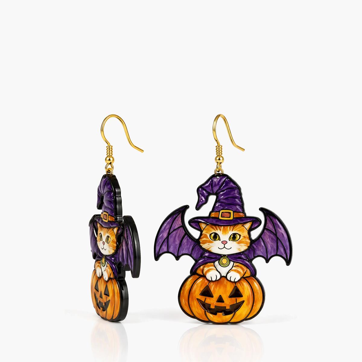 Cute Halloween Cat Drop Earrings
