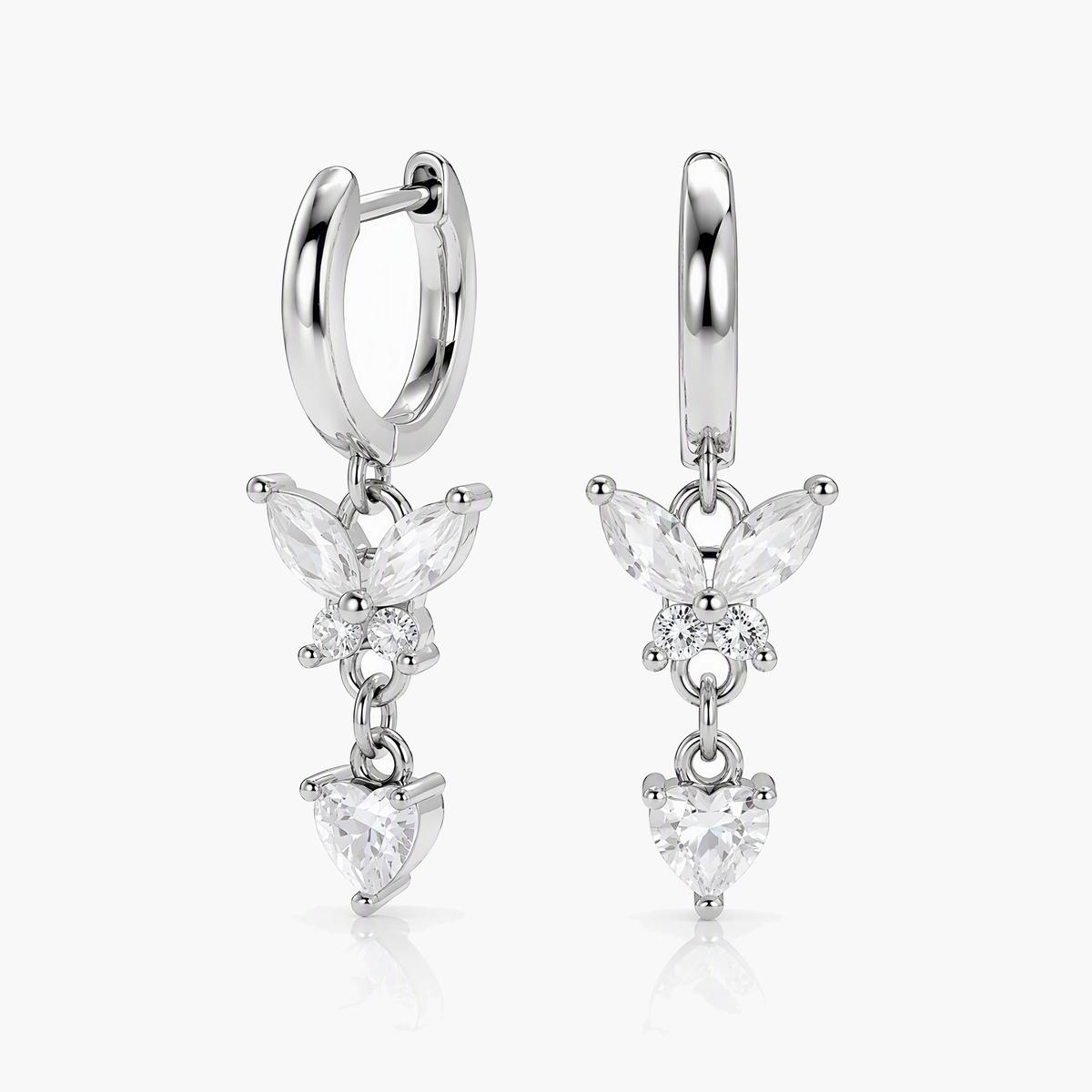 Cute Butterfly Heart Drop Earrings