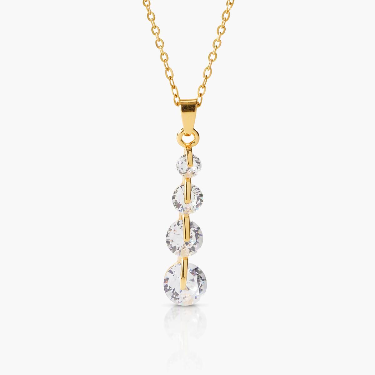 Vertical Four Stone Drop Necklace