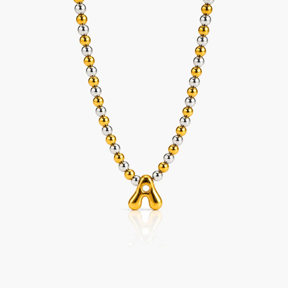 Trendy Letter Charm Beaded Necklace