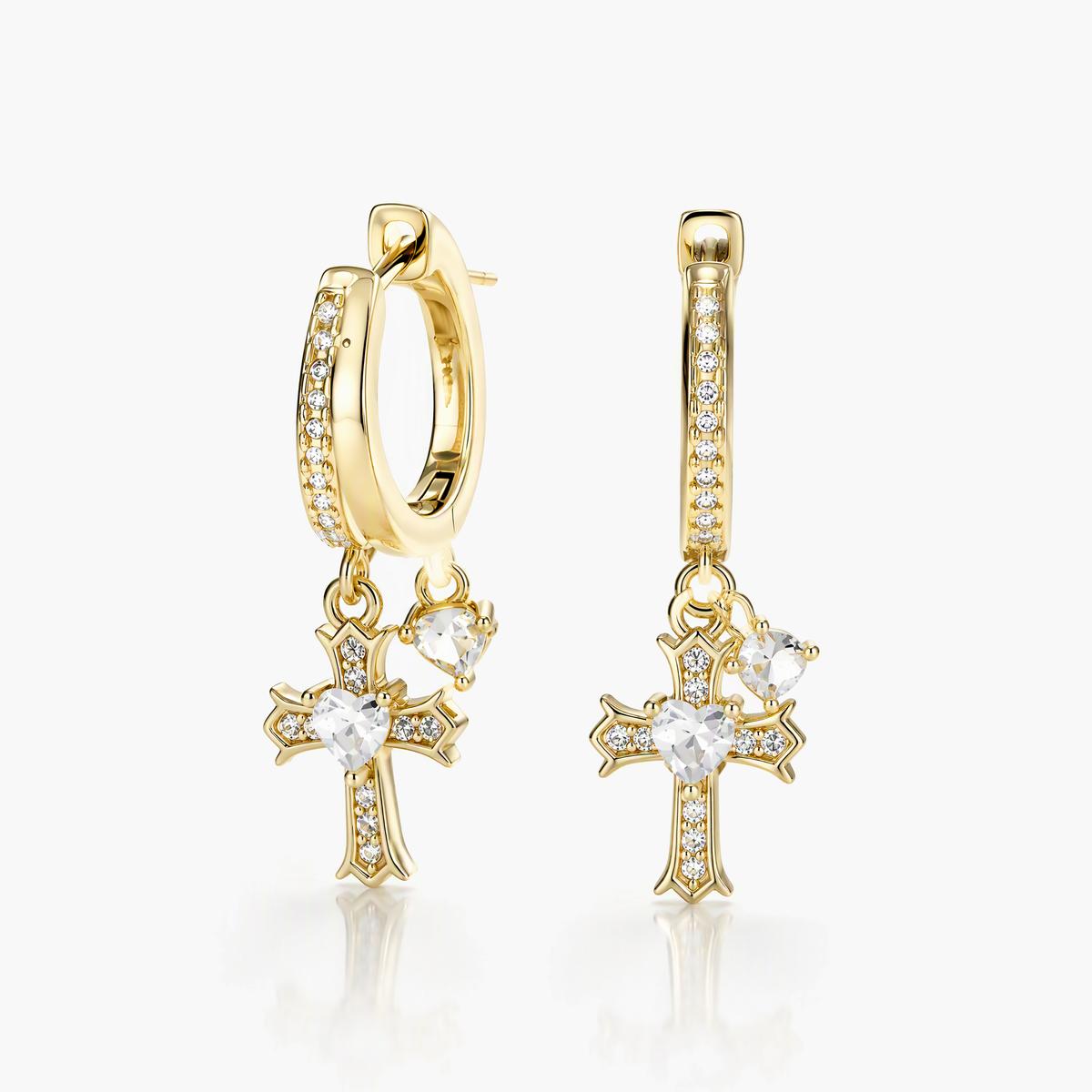Trendy Cross Charm Hoop Earrings