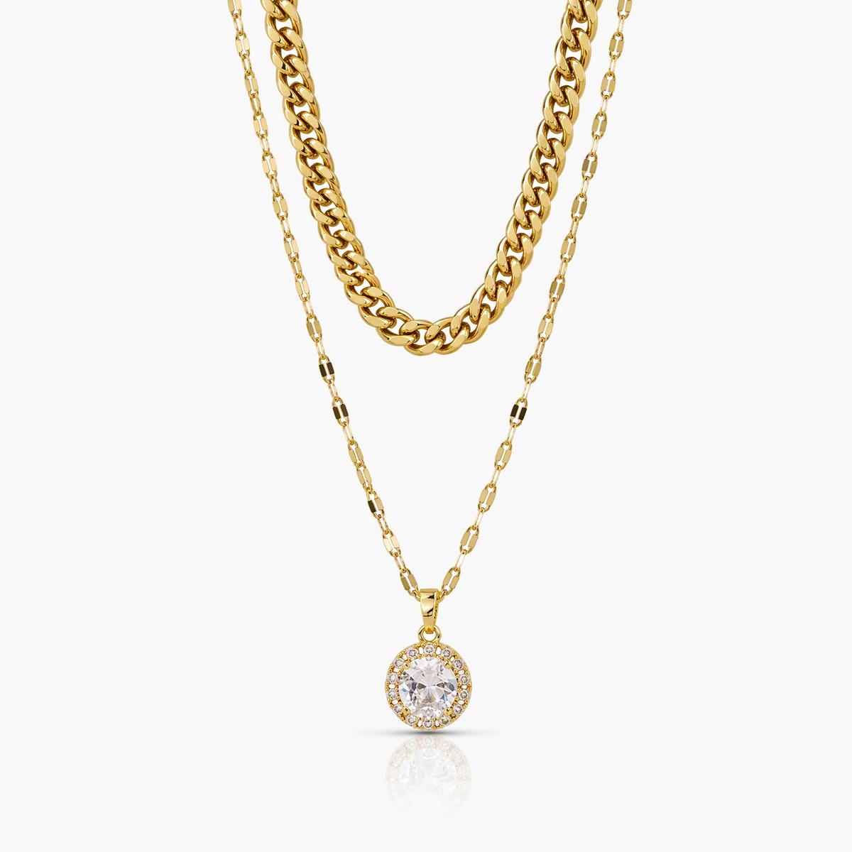Trendy Oval Stone Pendant Necklace