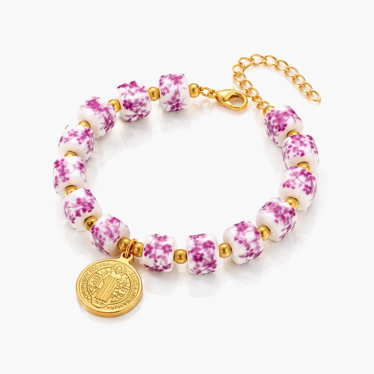 Dainty Floral Coin Charm Bracelet