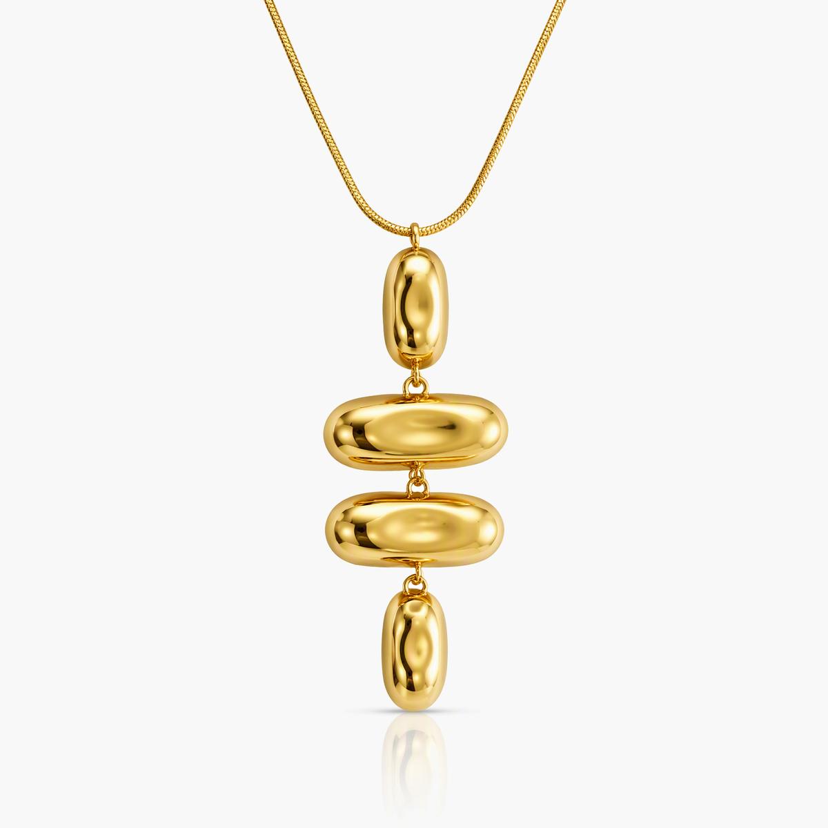 Minimalist Stacked Bean Pendant Necklace