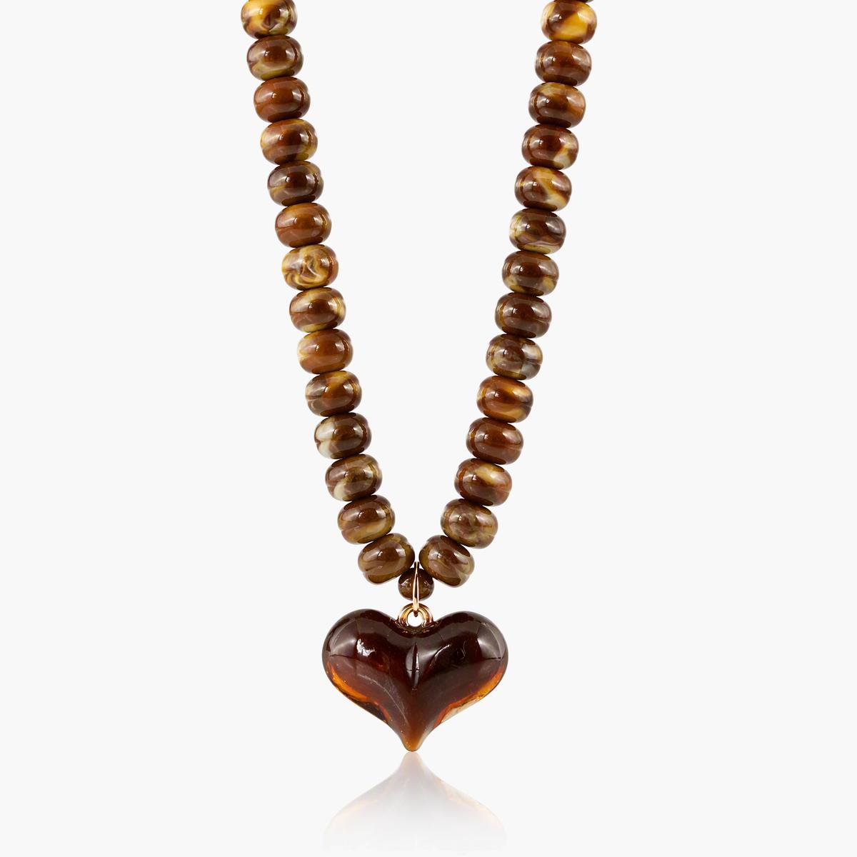 Beaded Heart Charm Necklace