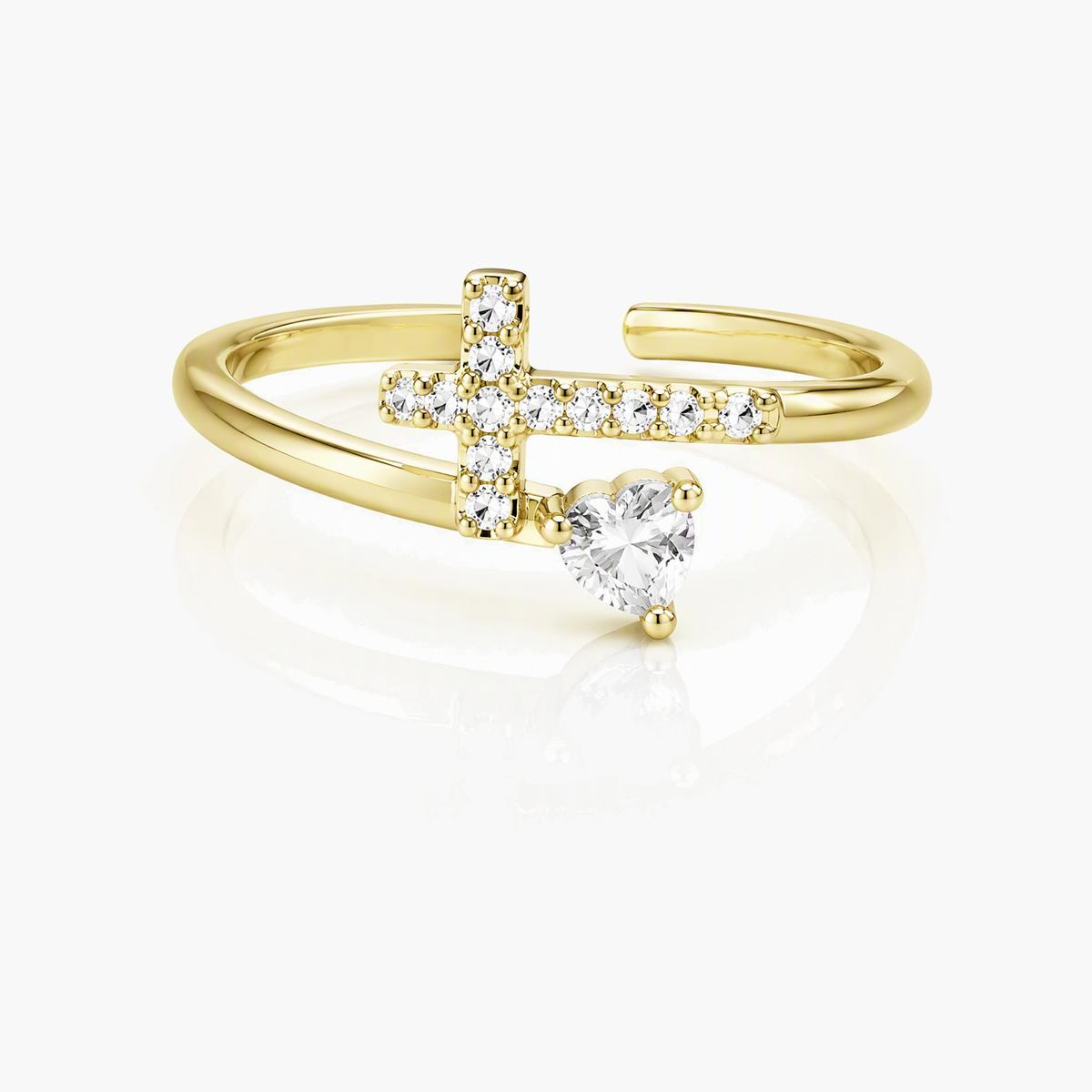 Dainty Cross and Heart Ring