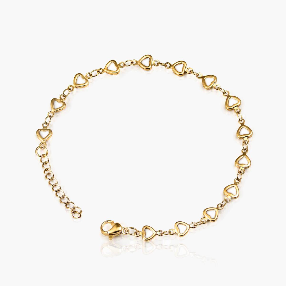 Cute Enamel Heart Chain Bracelet