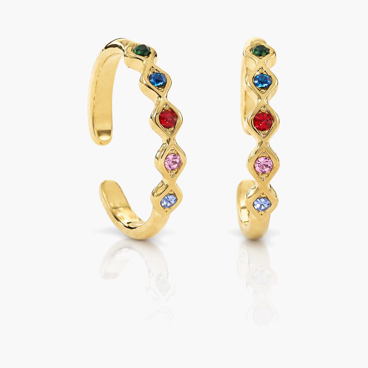 Multicolor Stone Open Cuff Earrings