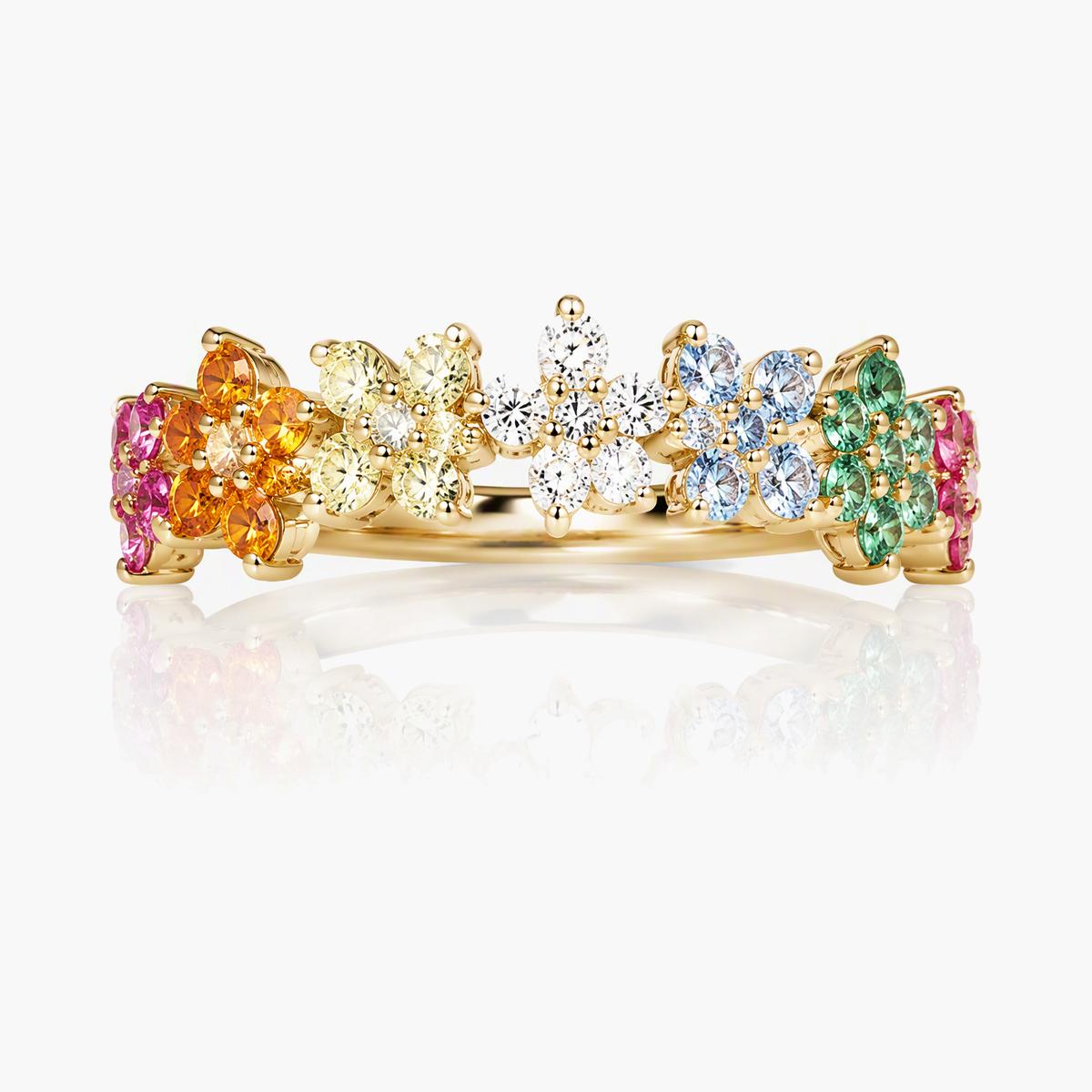 Trendy Flower Row Ring