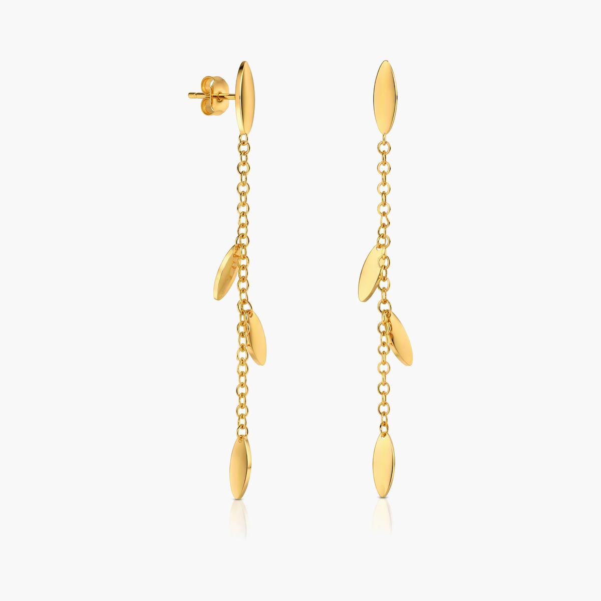 Dainty Leaf Chain Drop Earrings