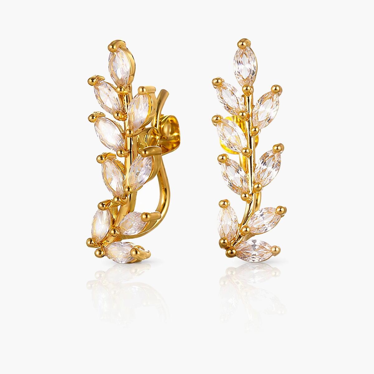 Leaf Branch Huggie Earrings