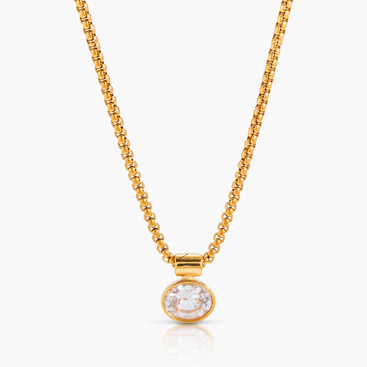 Dainty Single Stone Pendant Necklace