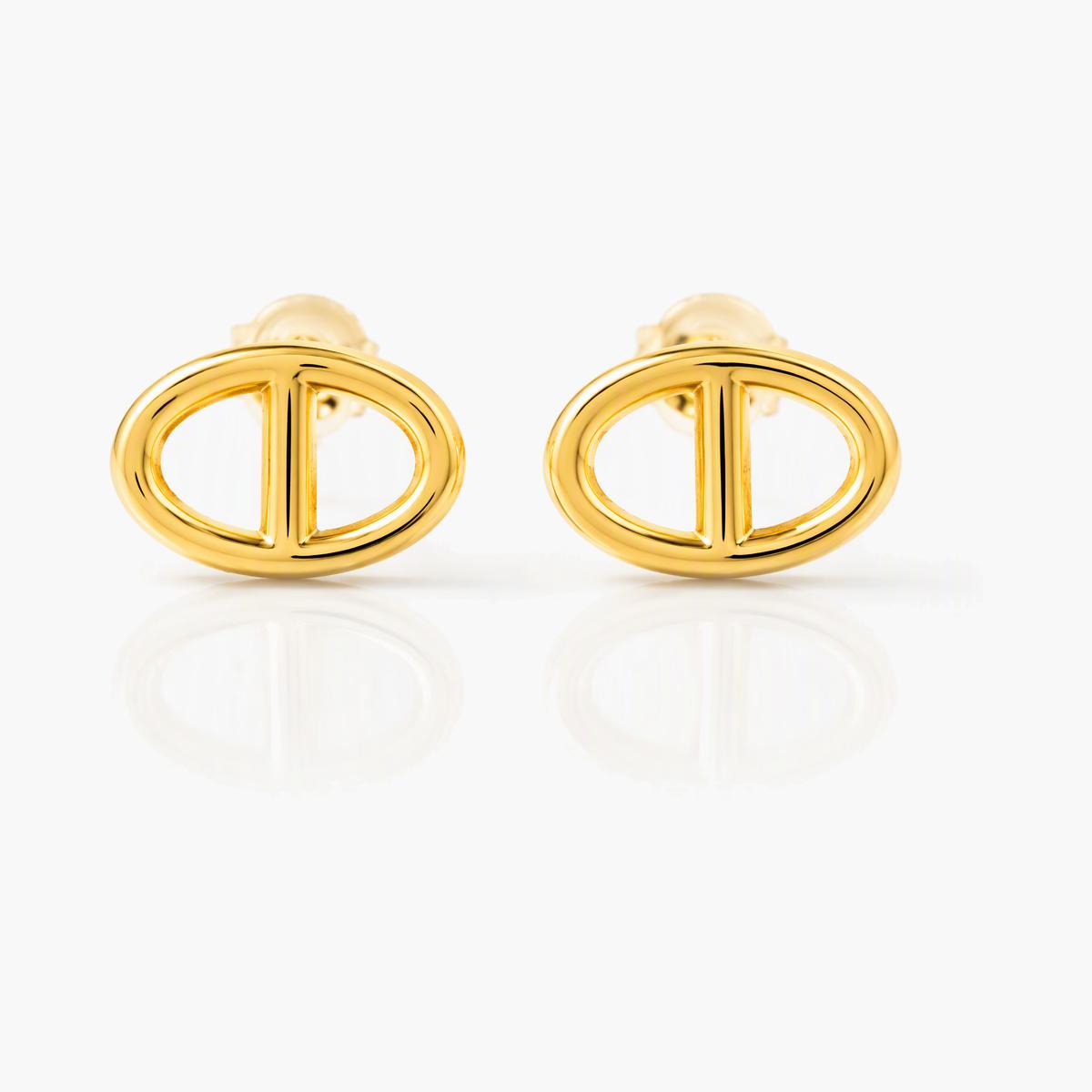 Minimalist Oval Link Stud Earrings