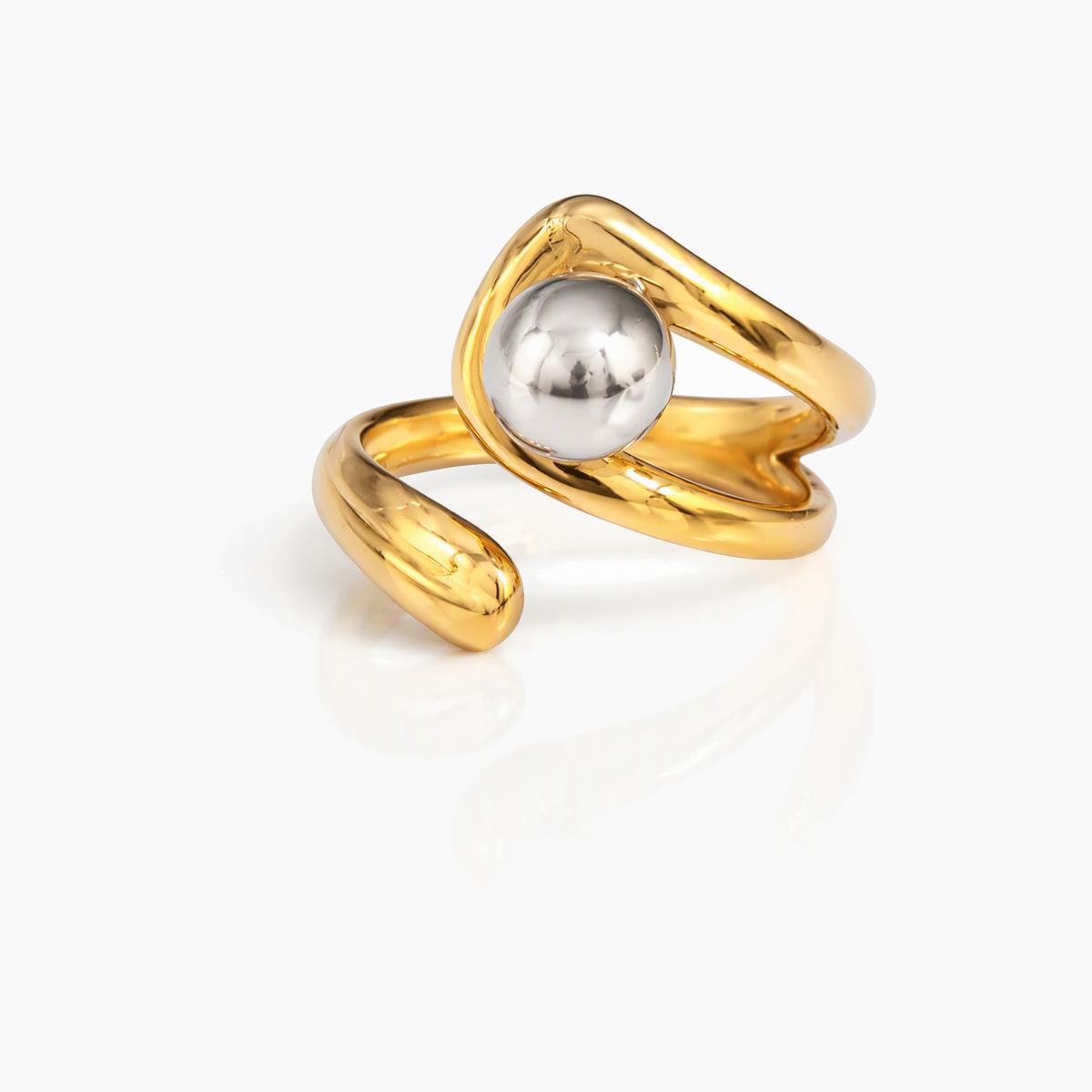 Trendy Sphere Open Cuff Ring
