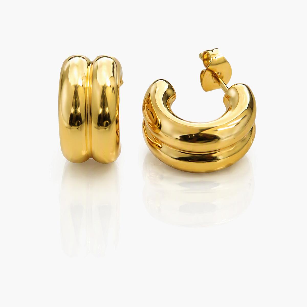 Minimalist Double Layer Huggie Earrings