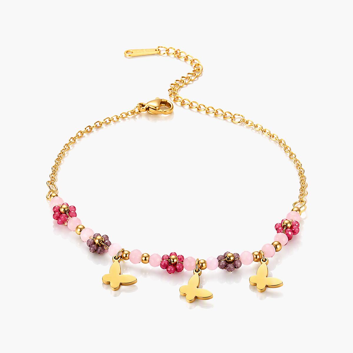 Cute Heart And Flower Charm Bracelet