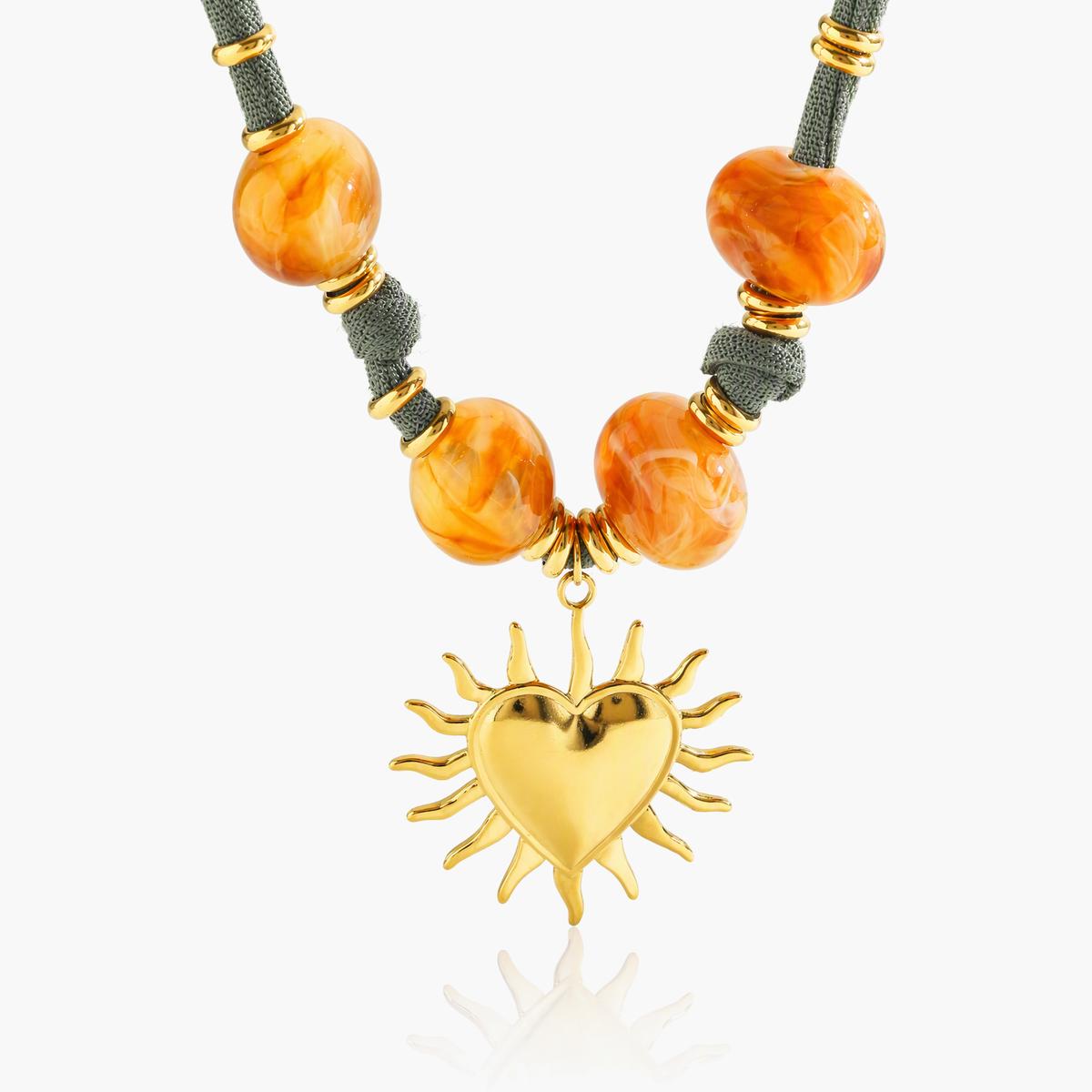 Boho Sun Heart Charm Necklace