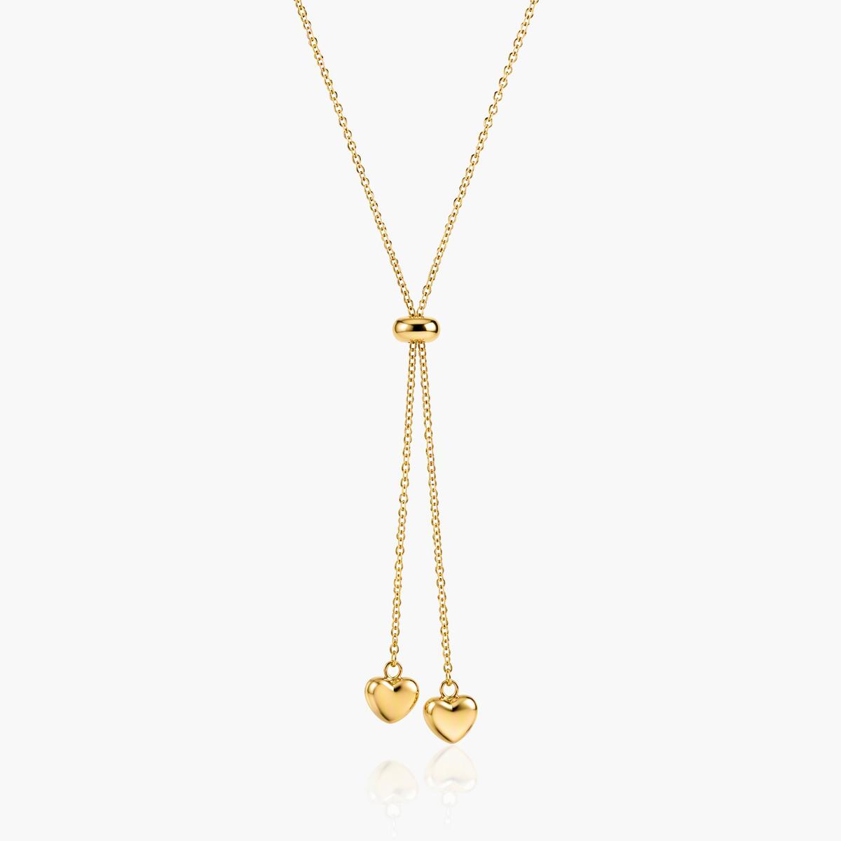 Dainty Double Heart Lariat Necklace