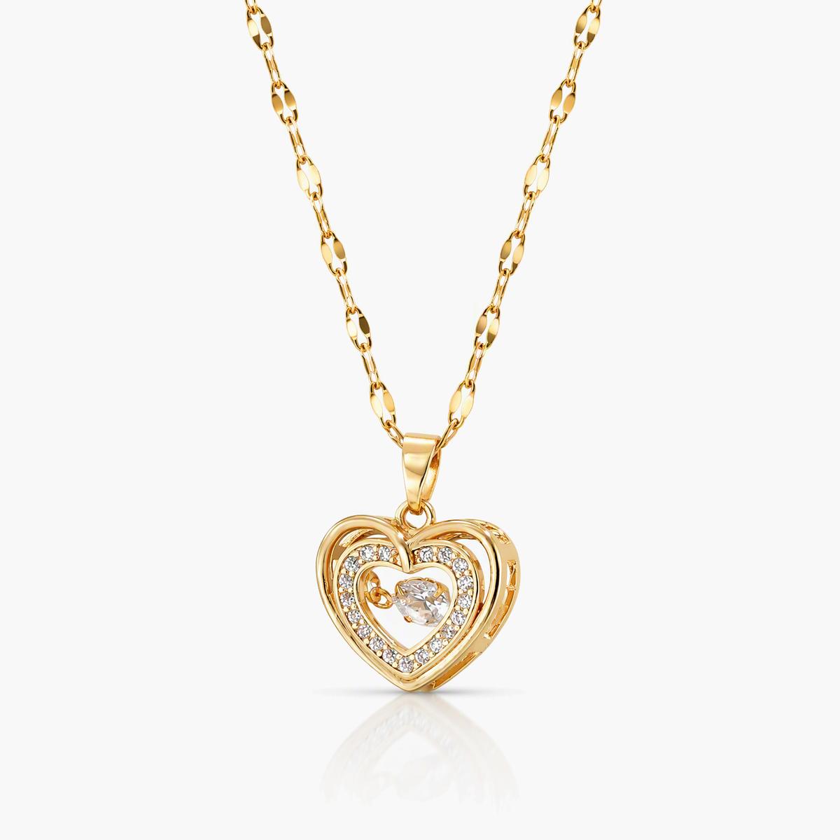 Double Heart Pendant Necklace