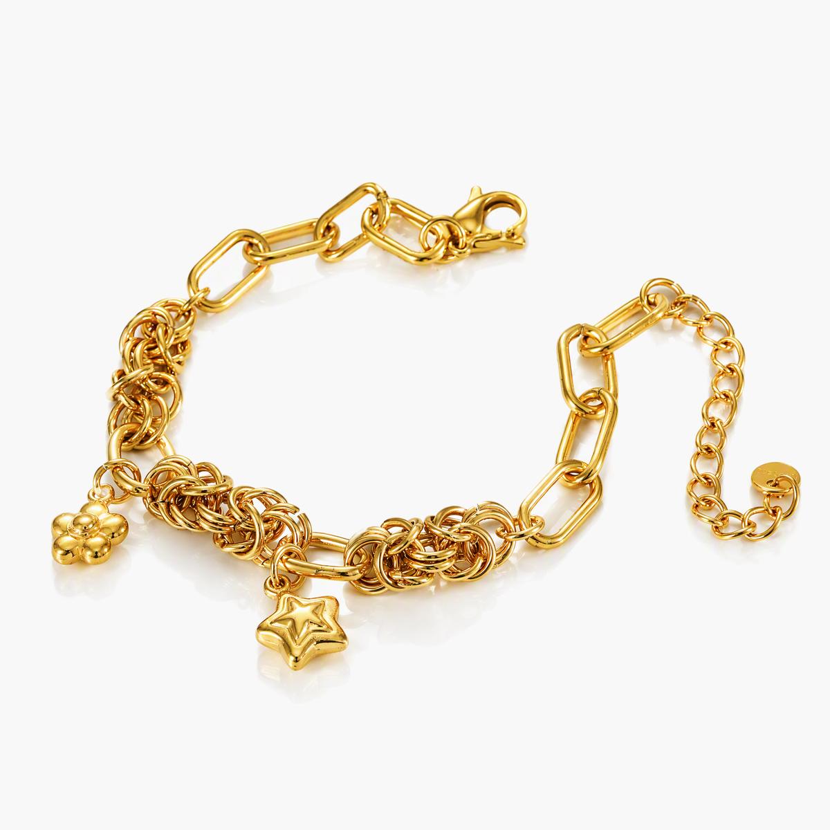 Trendy Mixed Chain Charm Bracelet