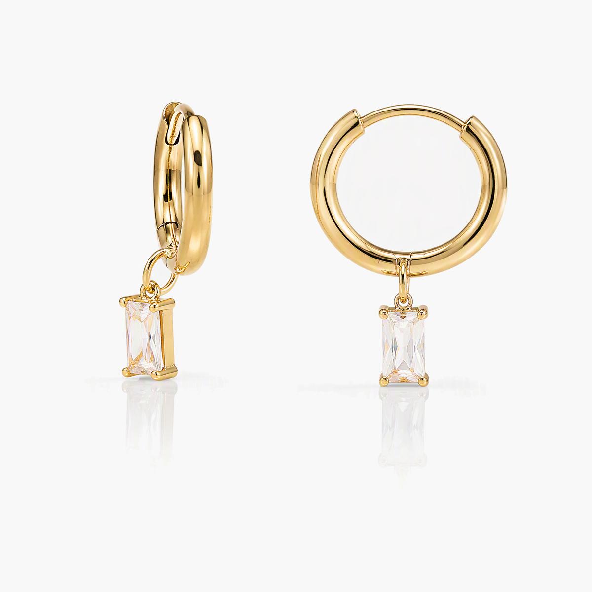 Rectangular Charm Huggie Earrings