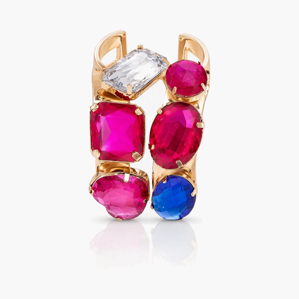Chunky Heart Stone Cuff Bracelet