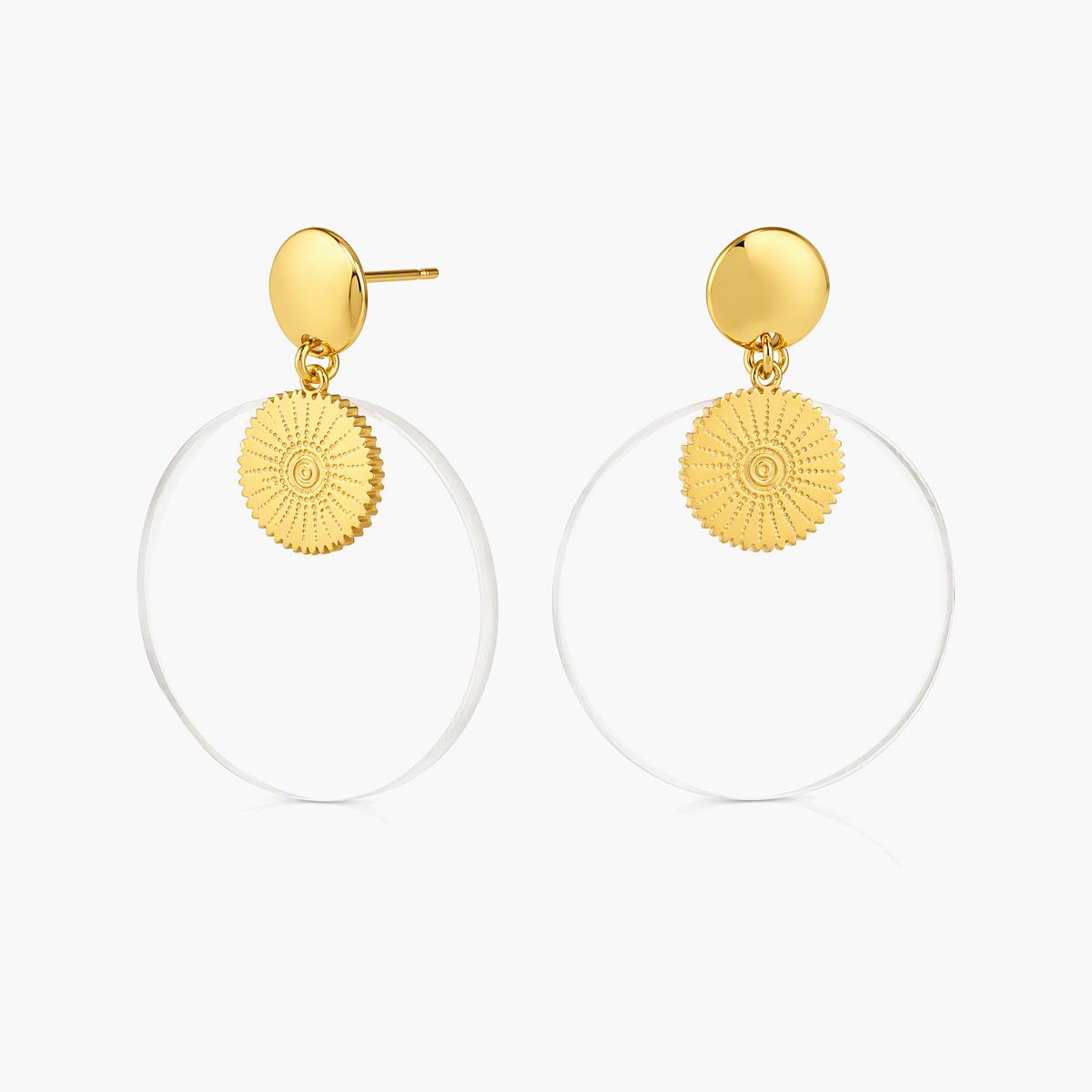 Boho Circle Disc Drop Earrings