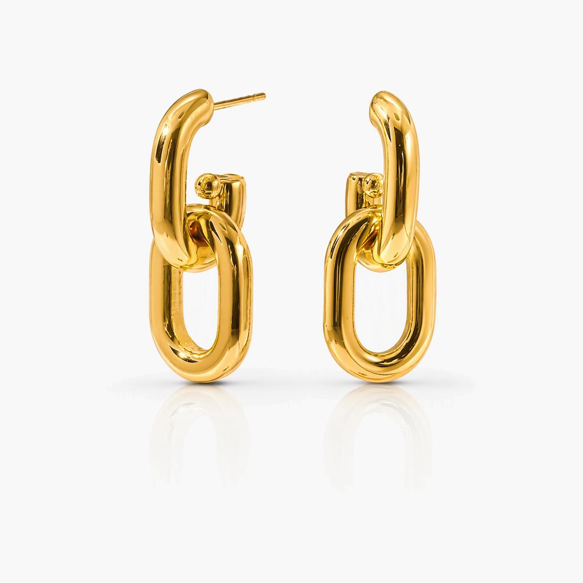 Chunky Linked Oval Hoop Earrings