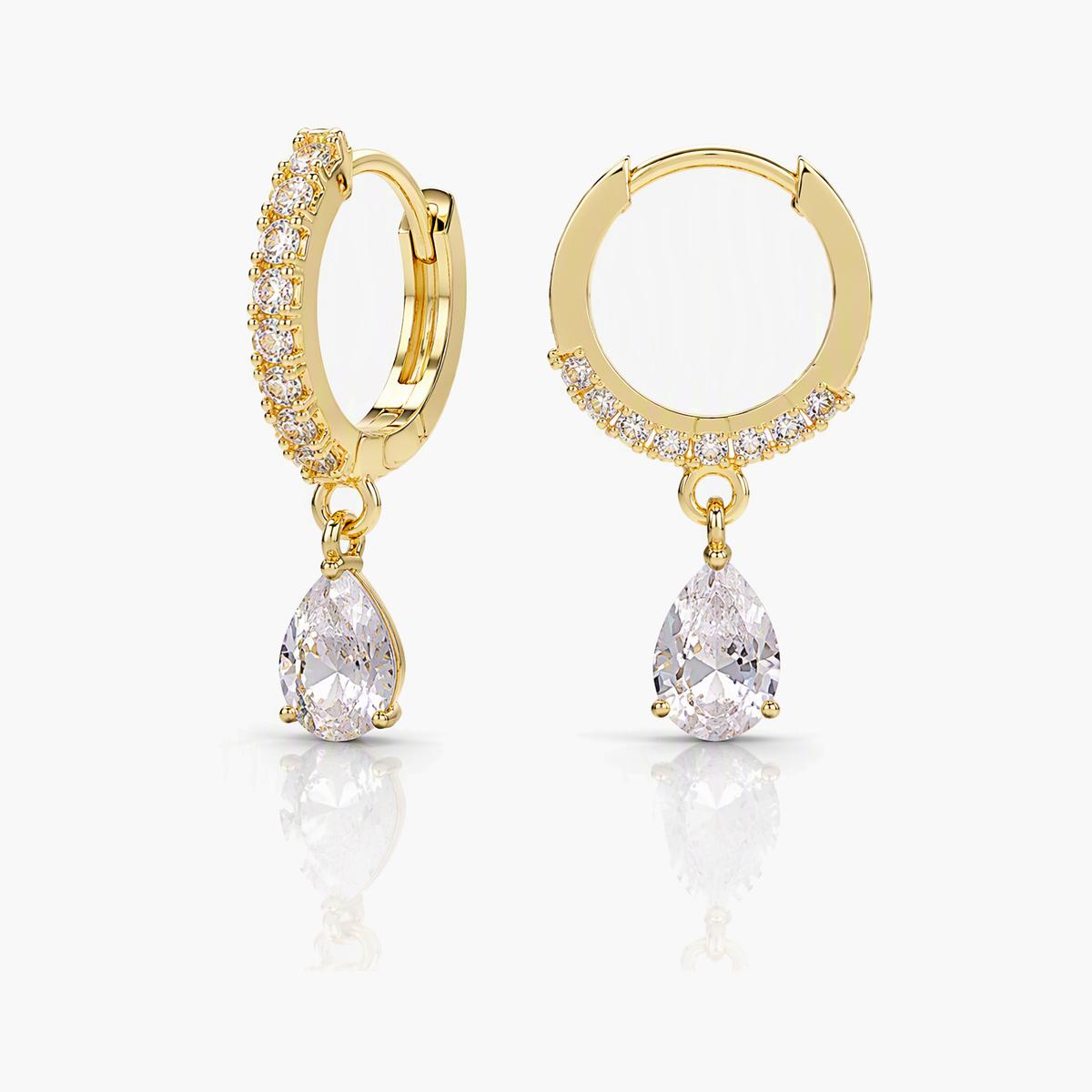 Dainty Teardrop Charm Huggie Earrings