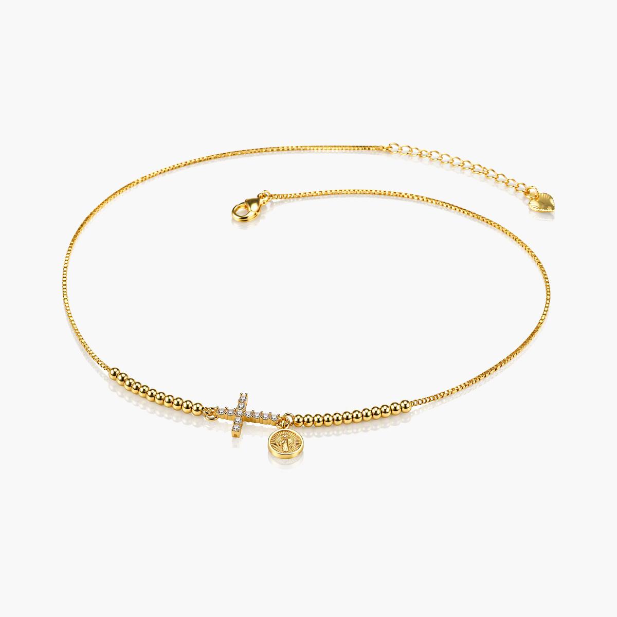 Dainty Cross Coin Charm Bracelet