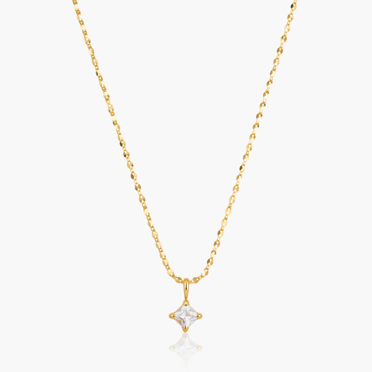 Dainty Square Stone Necklace