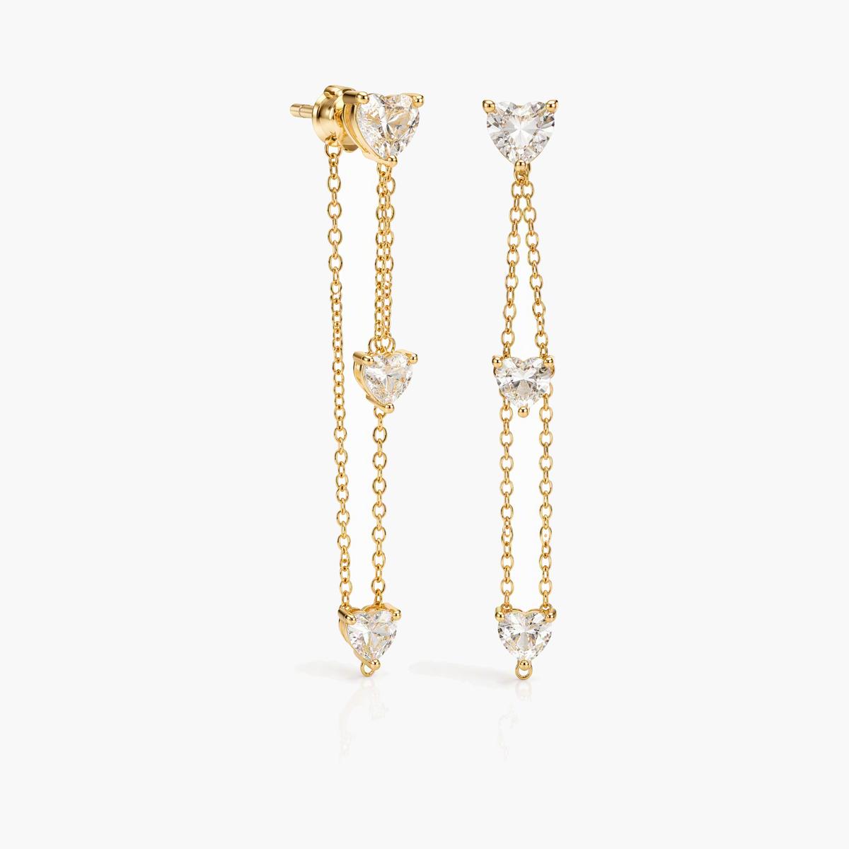 Dainty Heart Chain Drop Earrings