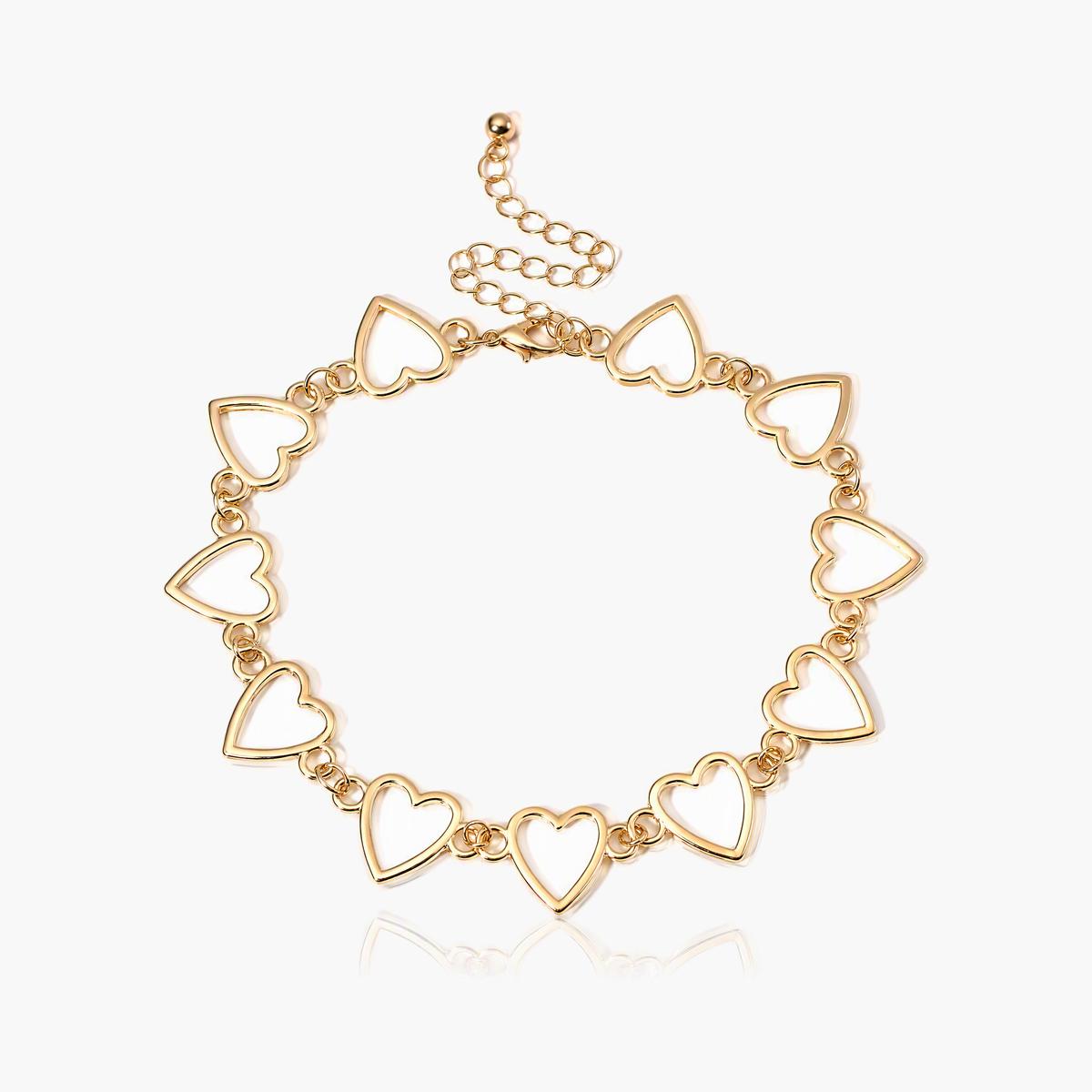 Dainty Open Heart Link Bracelet
