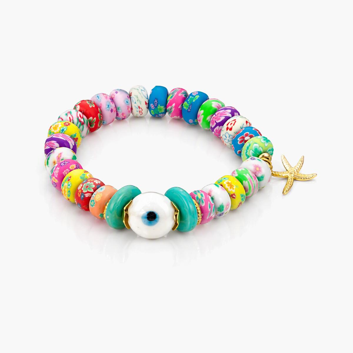 Boho Evil Eye Starfish Charm Bracelet