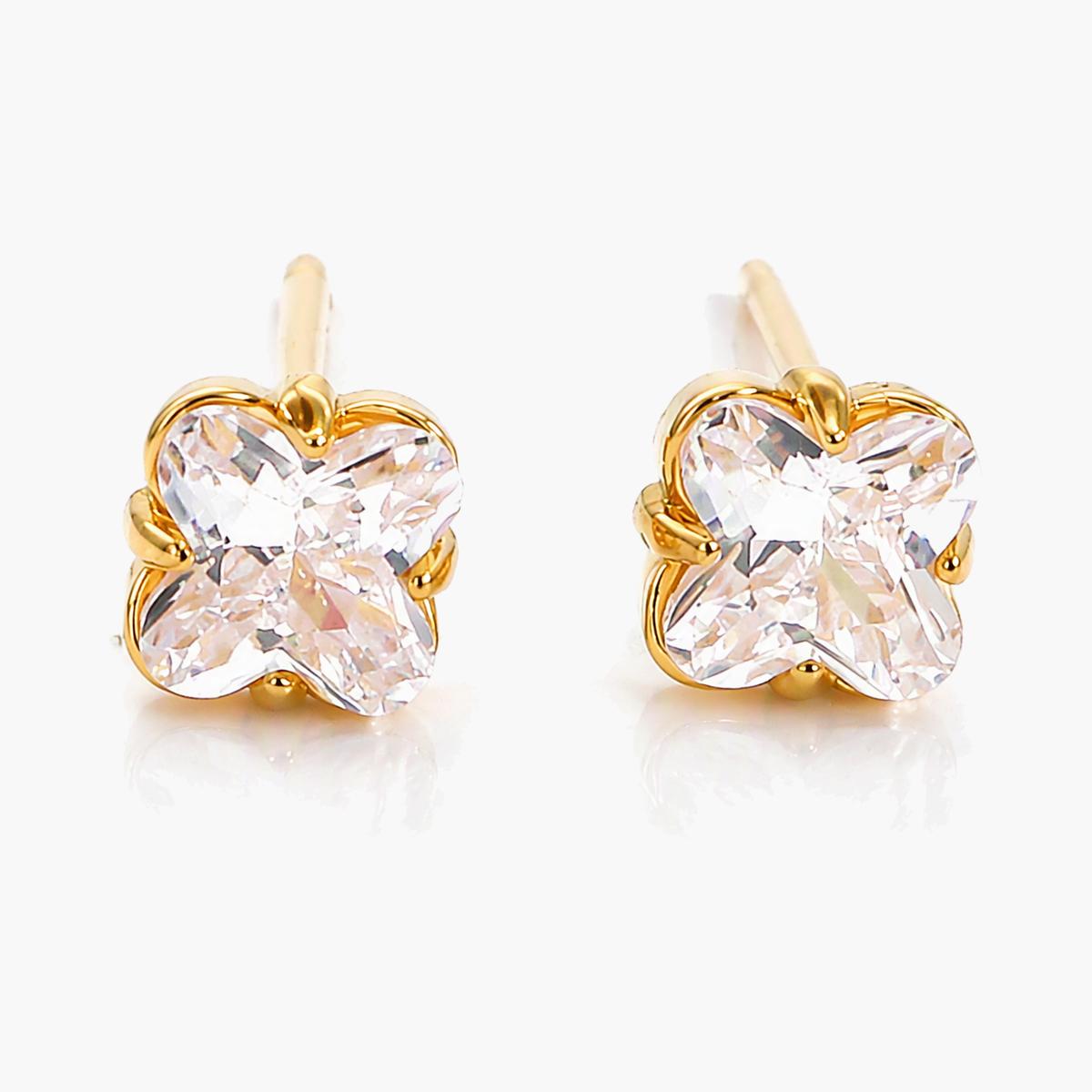 Dainty Four-Leaf Clover Stud Earrings