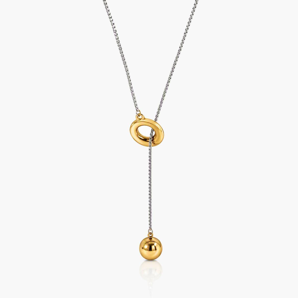Minimalist Oval Ring And Sphere Necklace