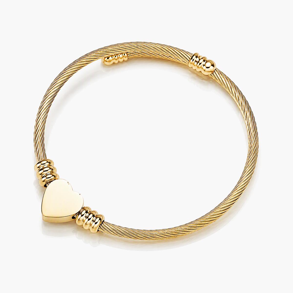 Twisted Band Heart Charm Bangle