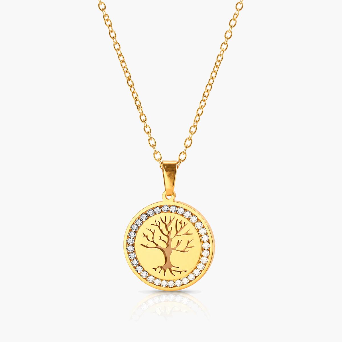 Tree of Life Disc Pendant Necklace